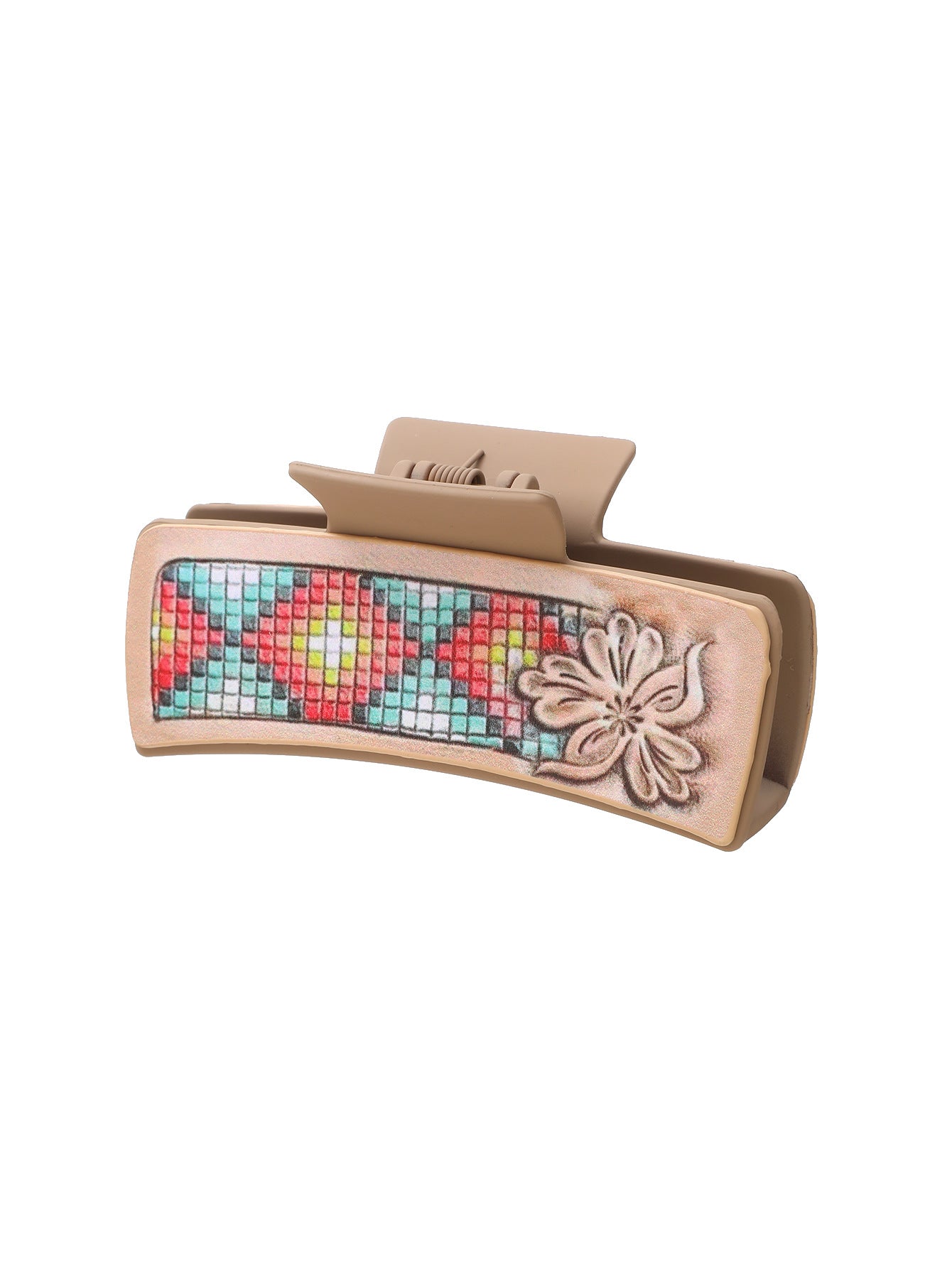 Wholesale  West Denim Style Diamond Pattern Leather Hairpin  Shark Clip